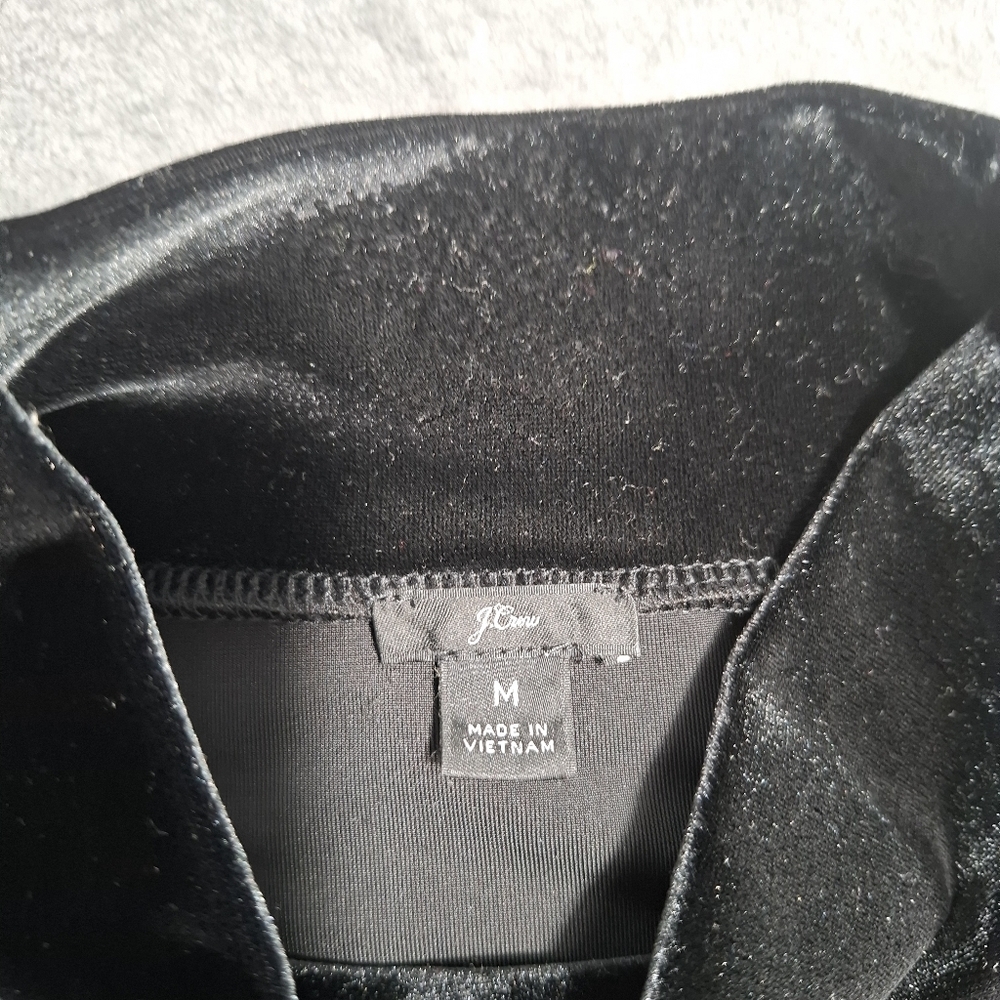J. Crew Sleeveless Black Velvet Top Size M Monk Neck - Picture 4 of 9